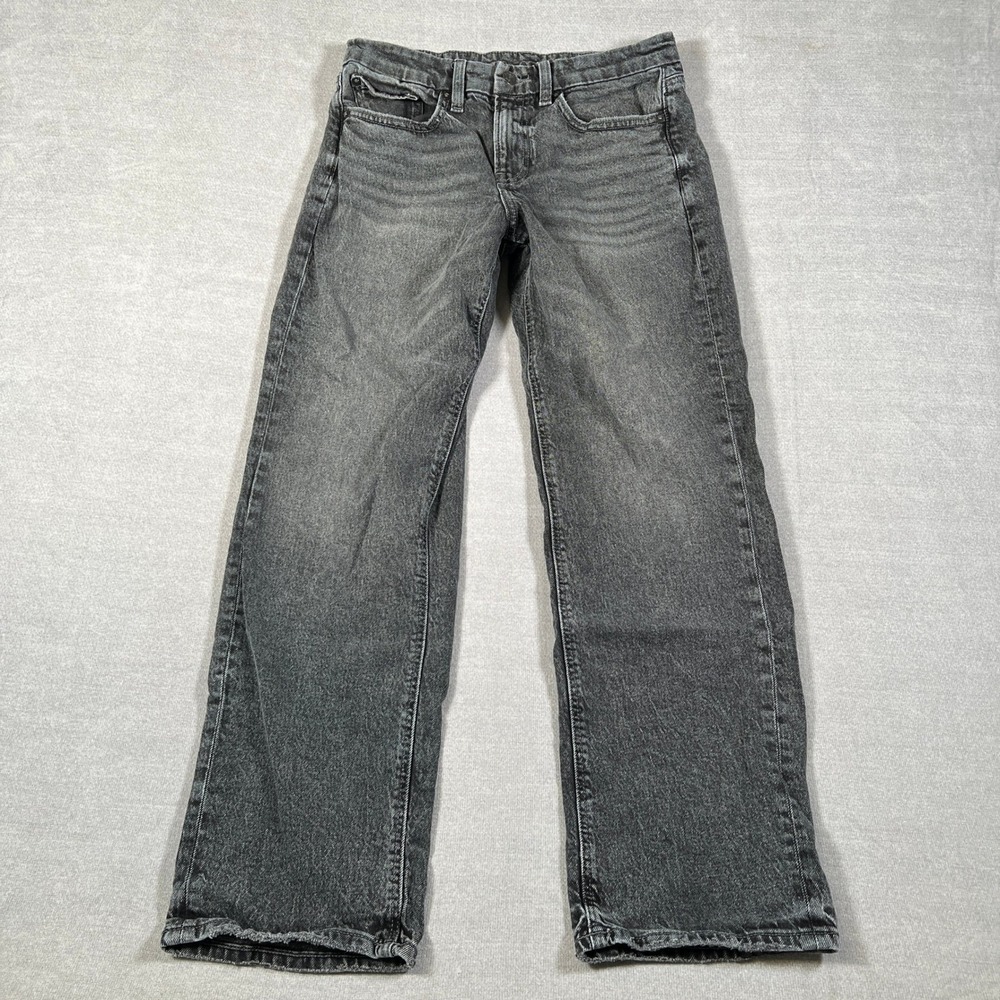 American Eagle Curvy Straight Mid Rise Jeans Women 6 Gray Cotton Blend